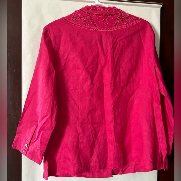 Oleg Cassini pink Linen Long Sleeve Button Down shirt, Sz 16, mint cont - Picture 2 of 4